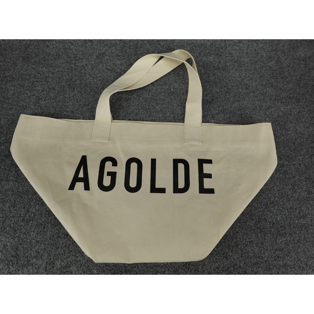 Agolde Tote‎ Bag Womens OS Cream Excellent Logo Canvas Oversized Market Bag